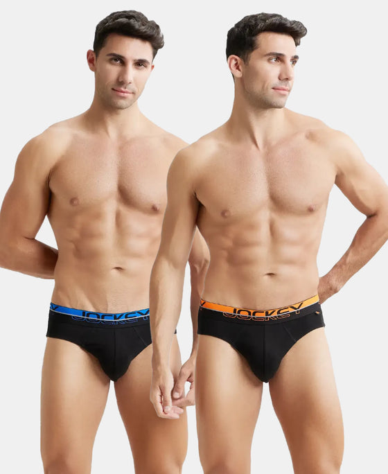 Super Combed Cotton Rib Solid Brief with Ultrasoft Waistband  - Black (Pack of 2)