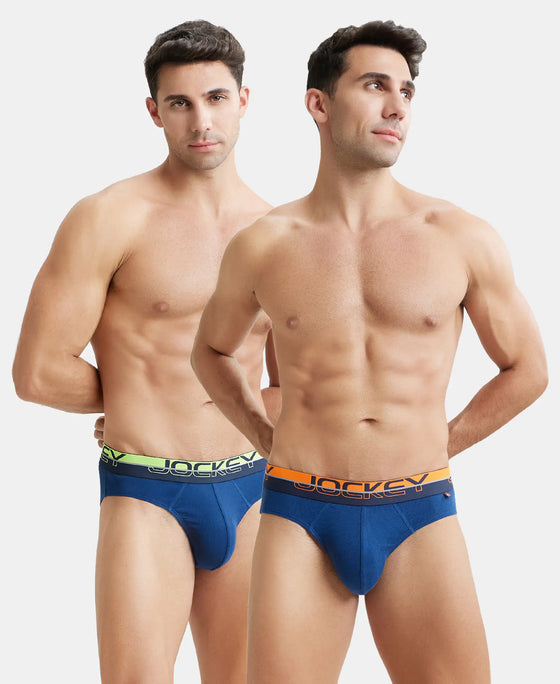 Super Combed Cotton Rib Solid Brief with Ultrasoft Waistband  - Estate Blue (Pack of 2)