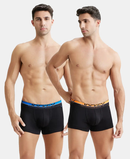 Super Combed Cotton Rib Solid Trunk with Ultrasoft Waistband - Black (Pack of 2)