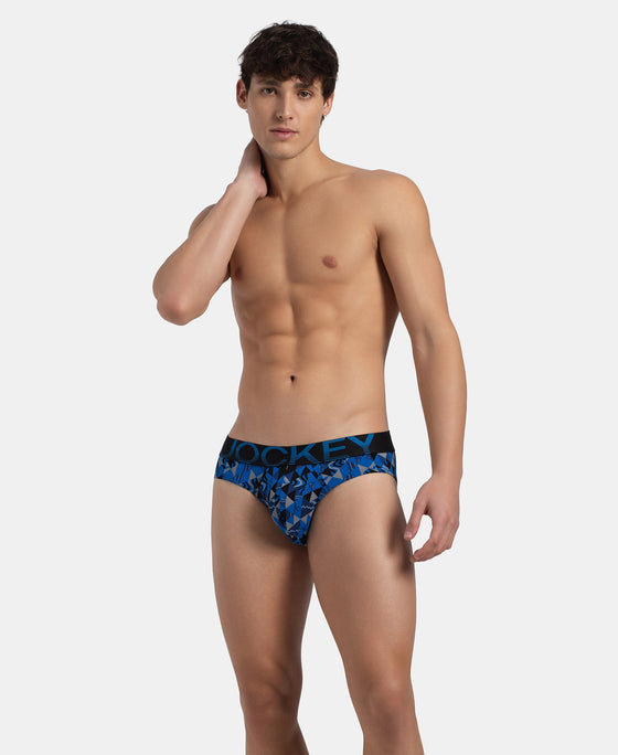 Super Combed Cotton Elastane Stretch Printed Brief with Ultrasoft Waistband - Black Sky Diver