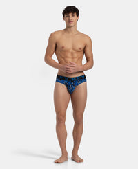 Super Combed Cotton Elastane Stretch Printed Brief with Ultrasoft Waistband - Black Sky Diver