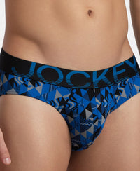 Super Combed Cotton Elastane Stretch Printed Brief with Ultrasoft Waistband - Black Sky Diver