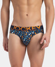 Super Combed Cotton Elastane Stretch Printed Brief with Ultrasoft Waistband - Navy Autumn Glory