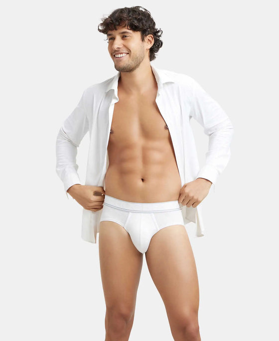 Tencel Micro Modal Elastane Stretch Solid Brief with StayFresh Properties - White-5