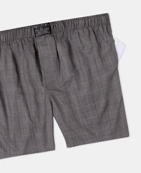 Tencel Lyocell Cotton Checkered Boxer Shorts with Side Pockets - Graphite