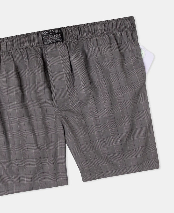 Tencel Lyocell Cotton Checkered Boxer Shorts with Side Pockets - Graphite