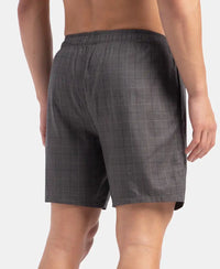 Tencel Lyocell Cotton Checkered Boxer Shorts with Side Pockets - Graphite
