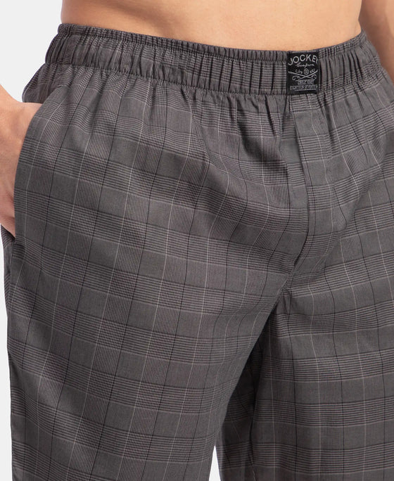 Tencel Lyocell Cotton Checkered Boxer Shorts with Side Pockets - Graphite