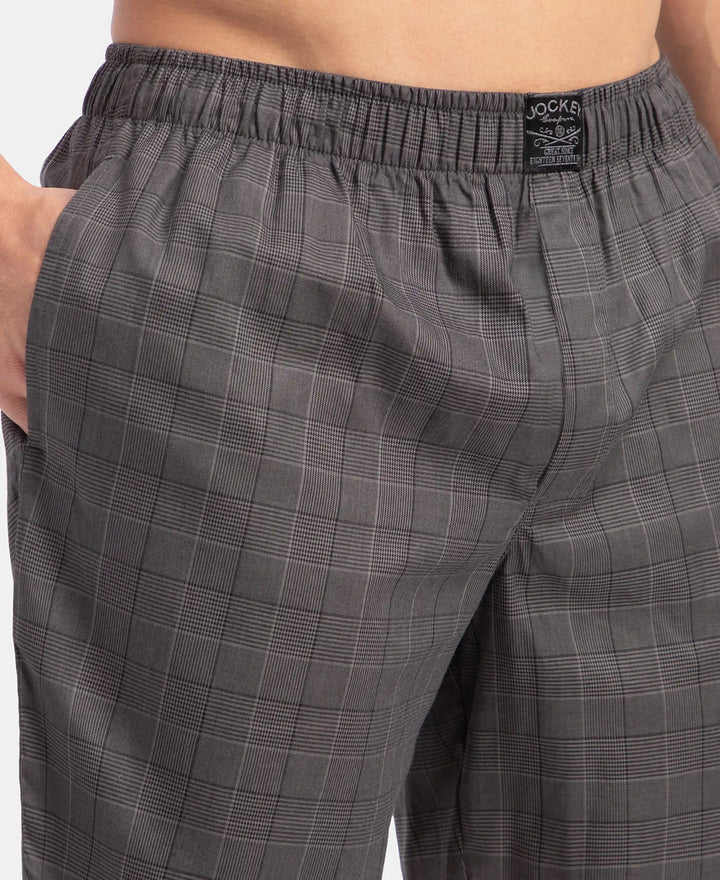 Tencel Lyocell Cotton Checkered Boxer Shorts with Side Pockets - Graphite
