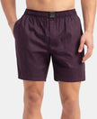 Tencel Lyocell Cotton Checkered Boxer Shorts with Side Pockets - Potent Purple