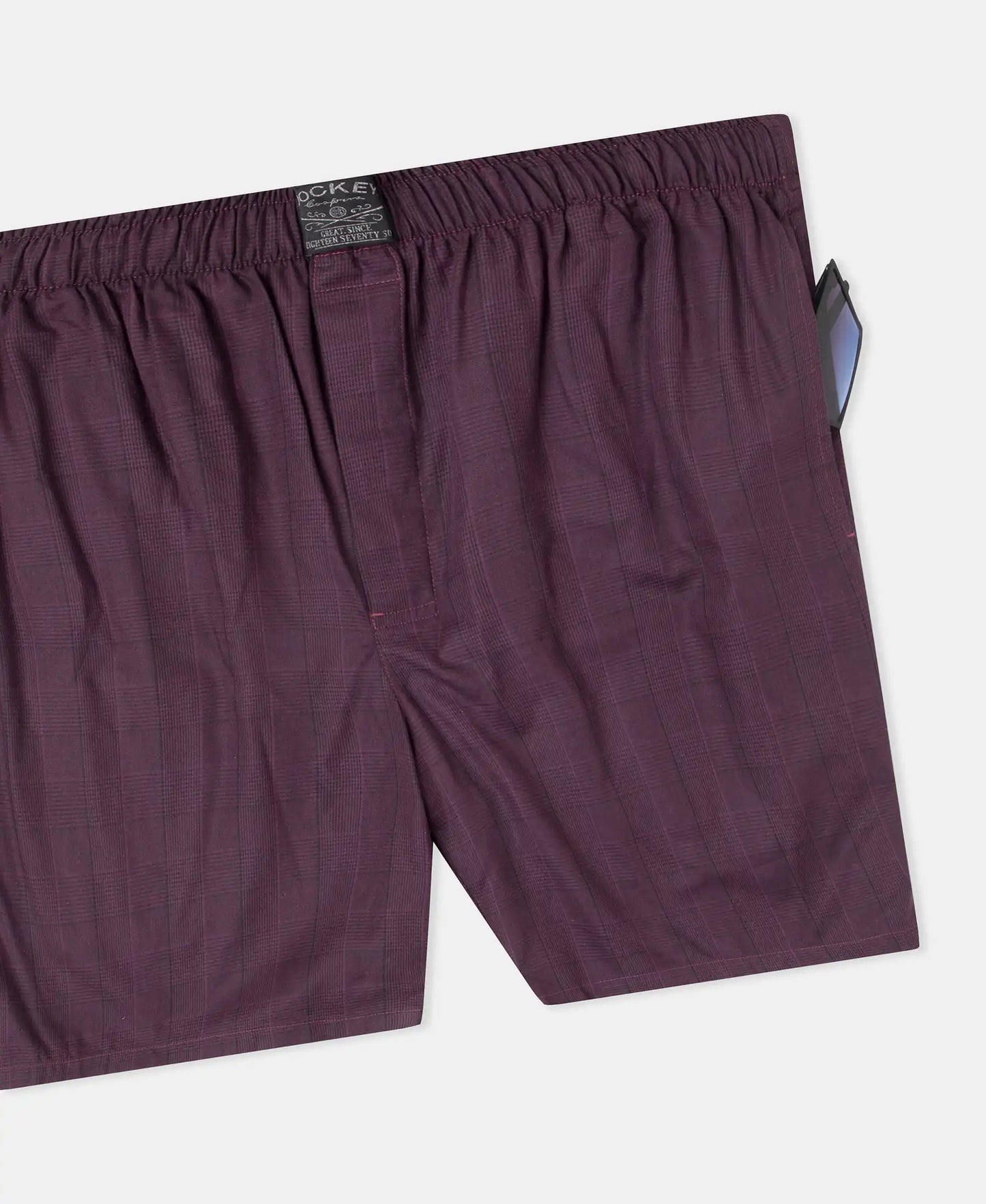Tencel Lyocell Cotton Checkered Boxer Shorts with Side Pockets - Potent Purple