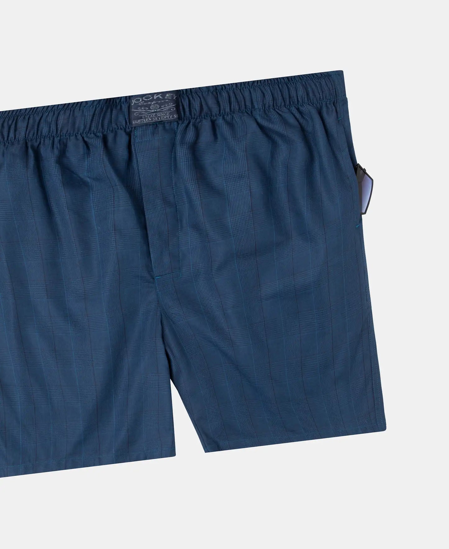 Tencel Lyocell Cotton Checkered Boxer Shorts with Side Pockets - Poseidon