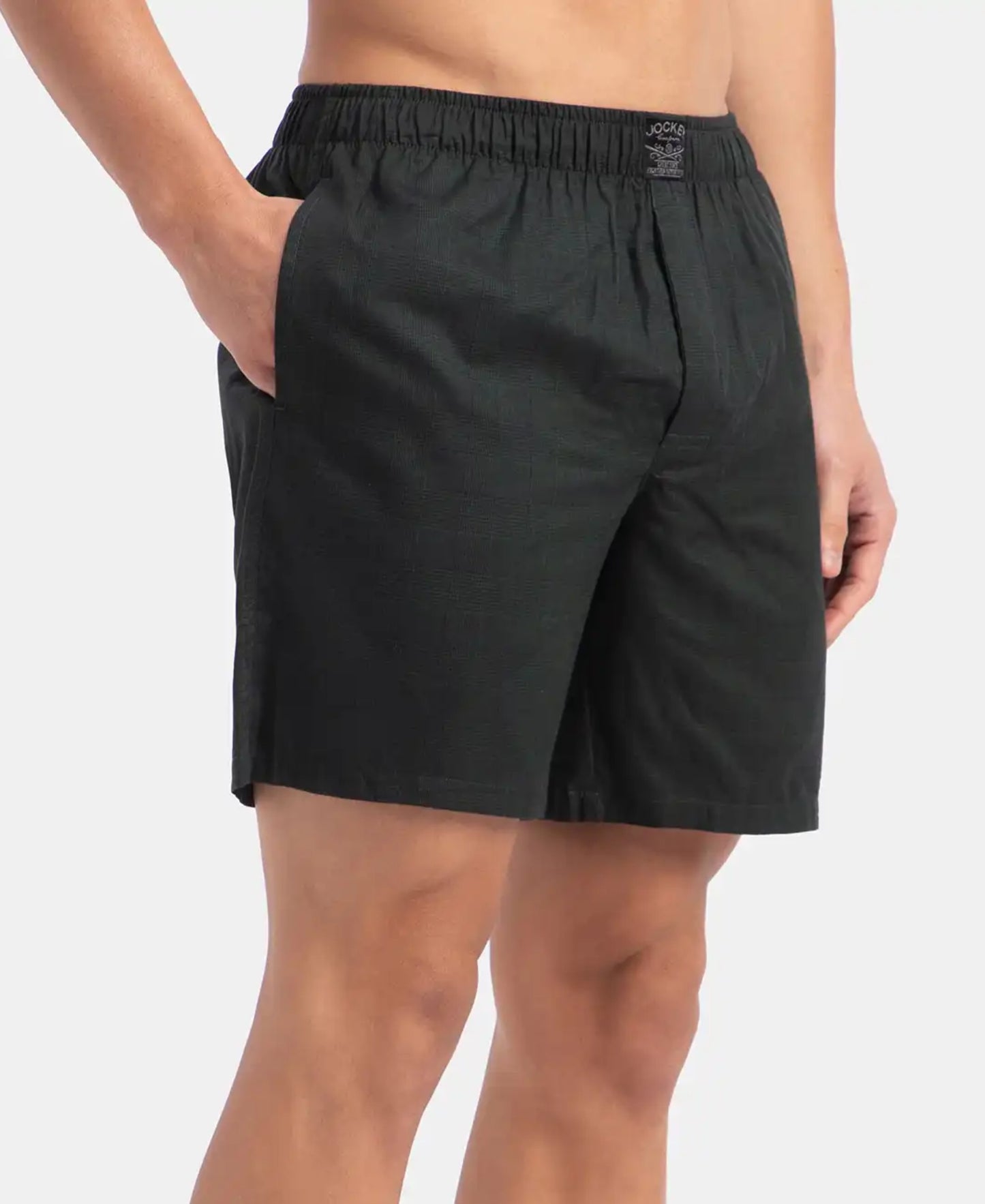 Tencel Lyocell Cotton Checkered Boxer Shorts with Side Pockets - Scarab