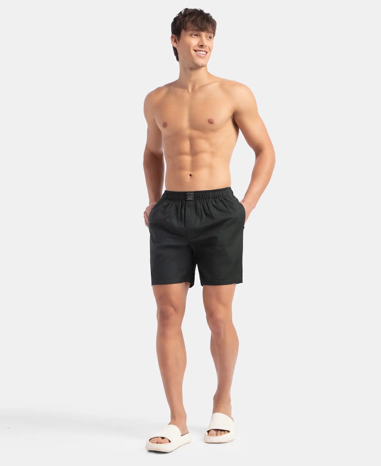 Tencel Lyocell Cotton Checkered Boxer Shorts with Side Pockets - Scarab