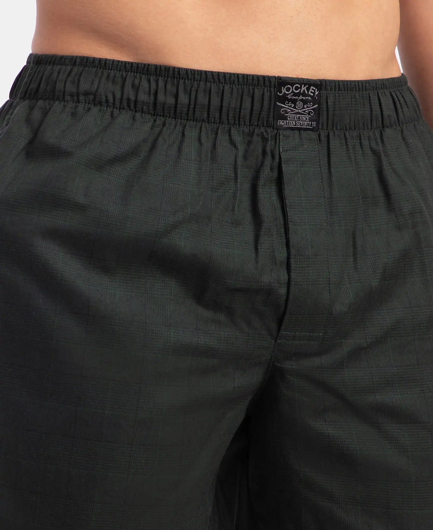 Tencel Lyocell Cotton Checkered Boxer Shorts with Side Pockets - Scarab
