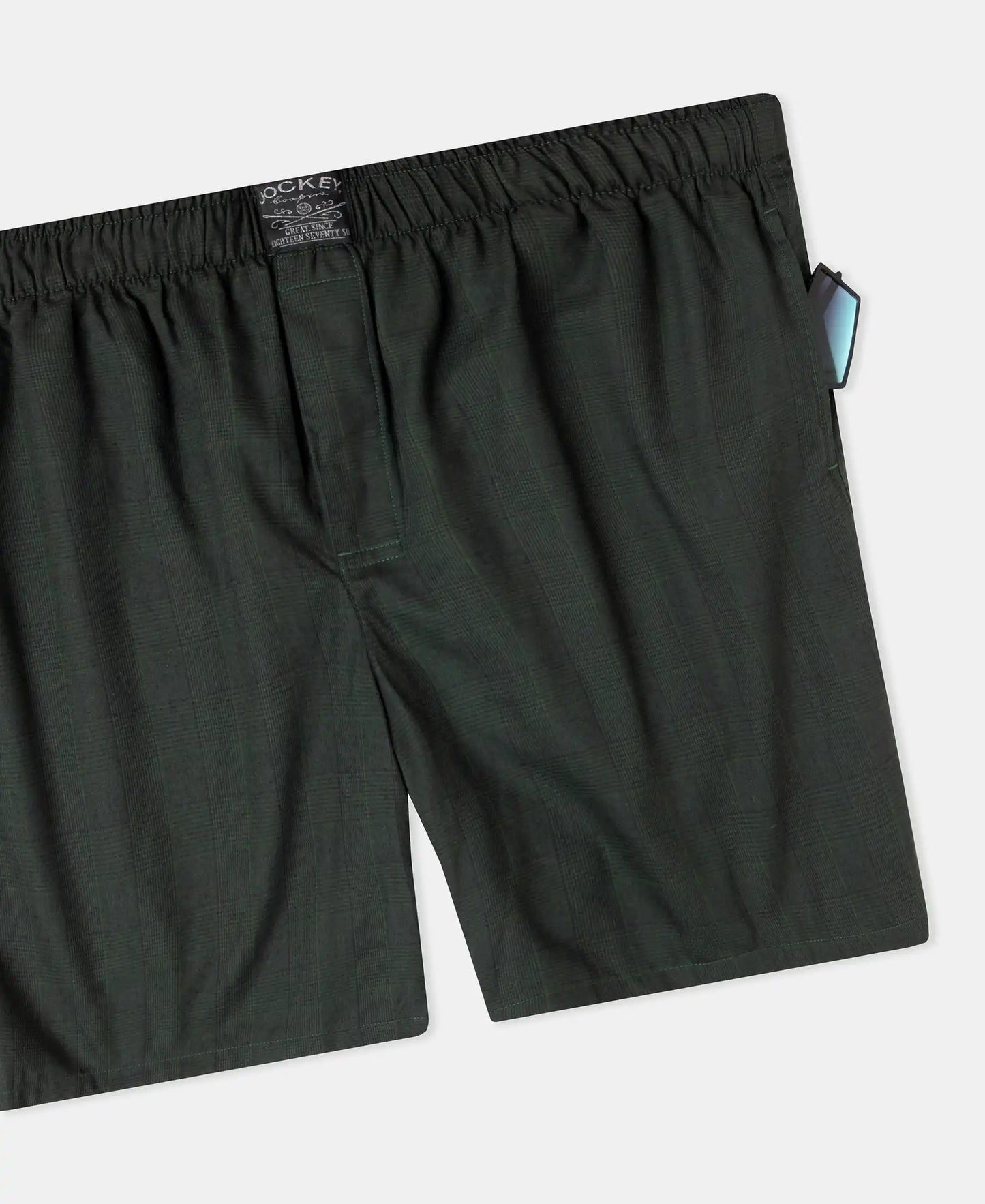Tencel Lyocell Cotton Checkered Boxer Shorts with Side Pockets - Scarab