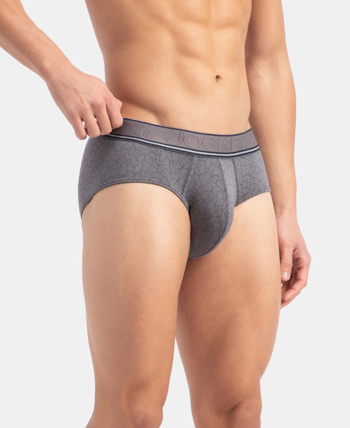 Tencel Micro Modal Elastane Stretch Printed Brief with Natural StayFresh Properties - Gun Metal