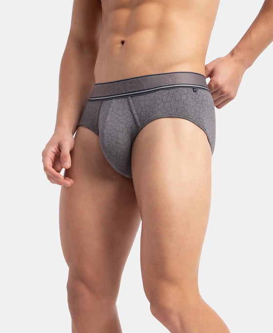 Tencel Micro Modal Elastane Stretch Printed Brief with Natural StayFresh Properties - Gun Metal