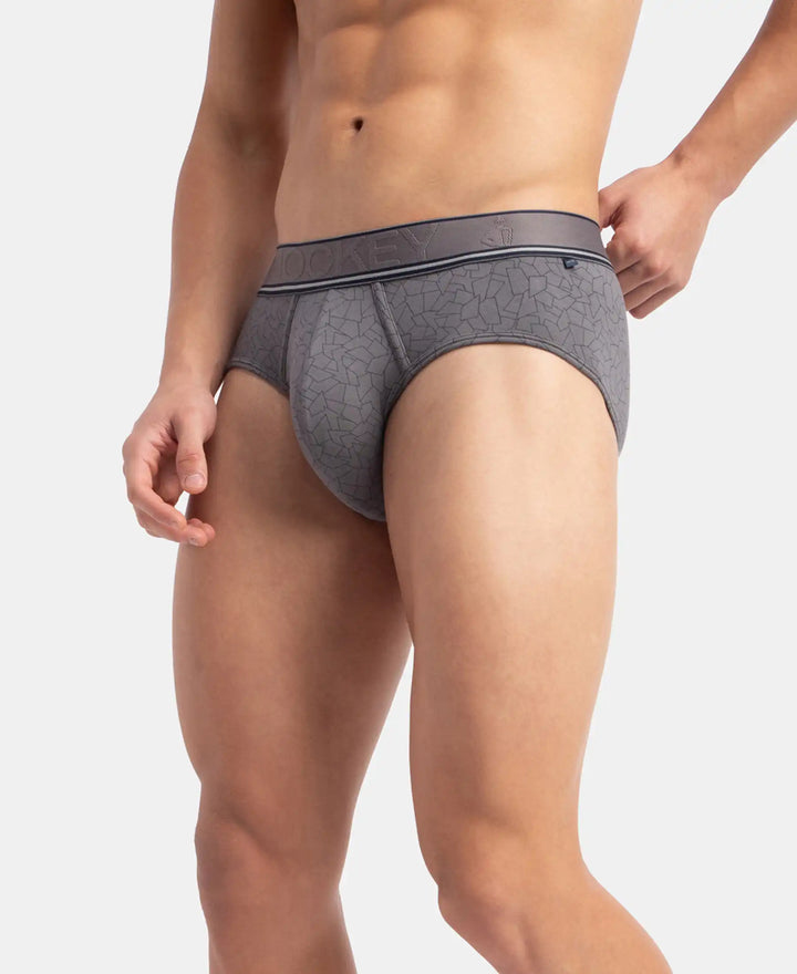 Tencel Micro Modal Elastane Stretch Printed Brief with Natural StayFresh Properties - Gun Metal