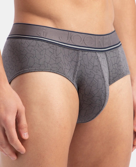 Tencel Micro Modal Elastane Stretch Printed Brief with Natural StayFresh Properties - Gun Metal