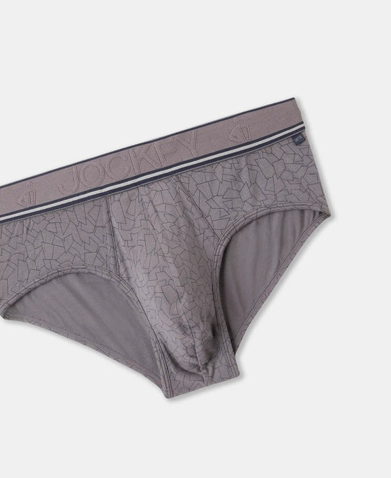 Tencel Micro Modal Elastane Stretch Printed Brief with Natural StayFresh Properties - Gun Metal
