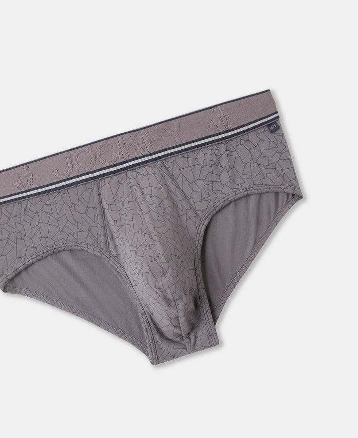 Tencel Micro Modal Elastane Stretch Printed Brief with Natural StayFresh Properties - Gun Metal
