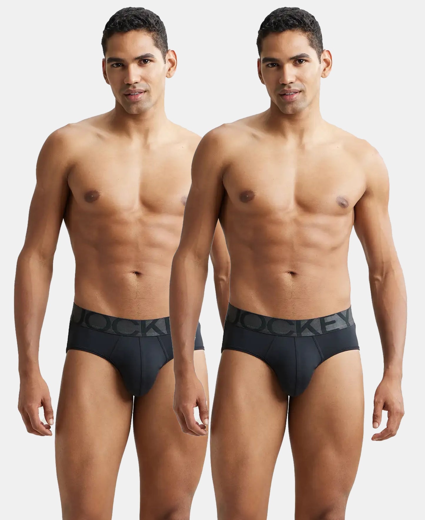 Tactel Microfiber Elastane Stretch Solid Brief with Moisture Move Properties - Black (Pack of 2)