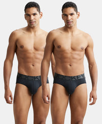 Tactel Microfiber Elastane Stretch Solid Brief with Moisture Move Properties - Black (Pack of 2)