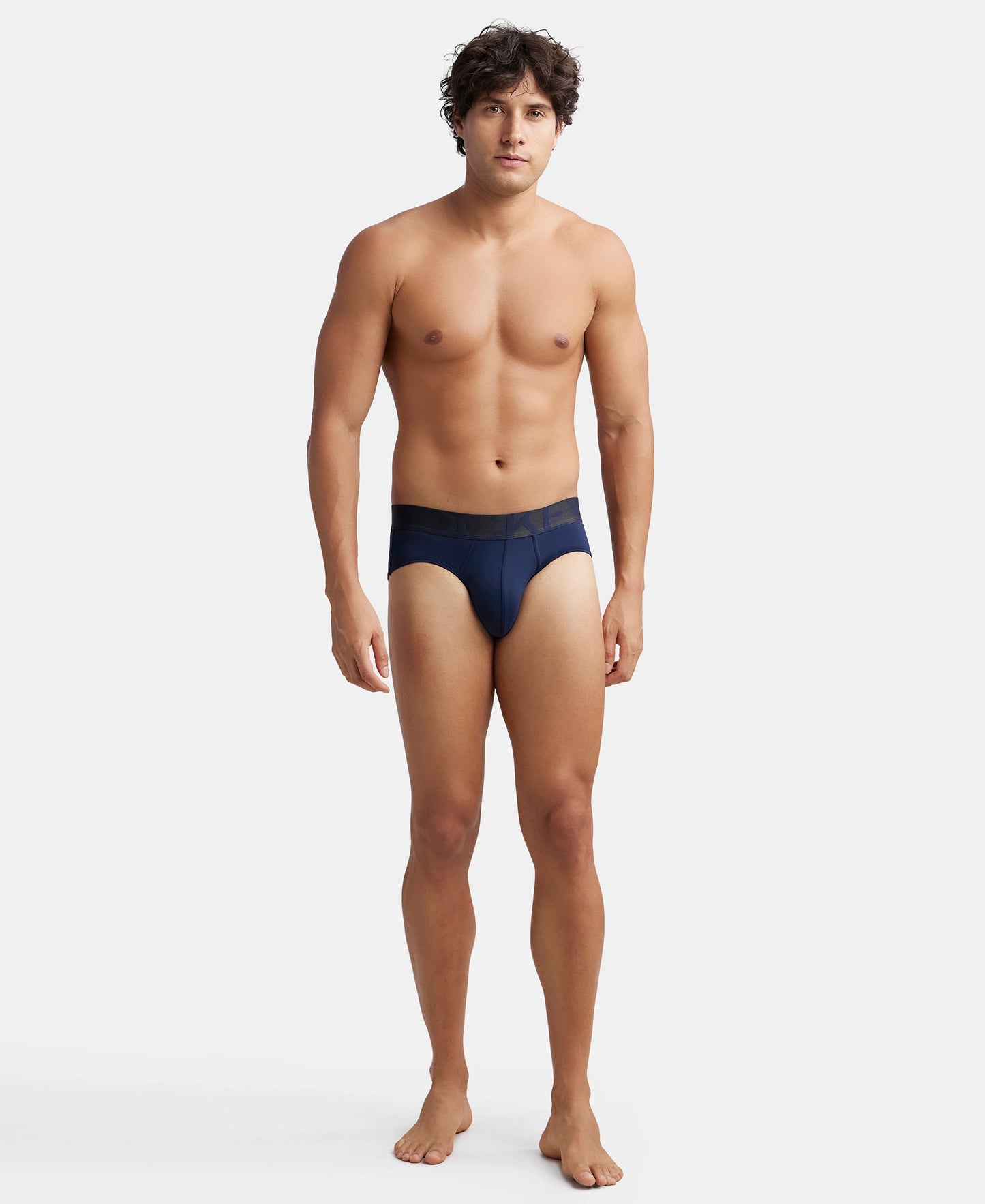 Tactel Microfiber Elastane Stretch Solid Brief with Moisture Move Properties - Ebony & Navy (Pack of 2)