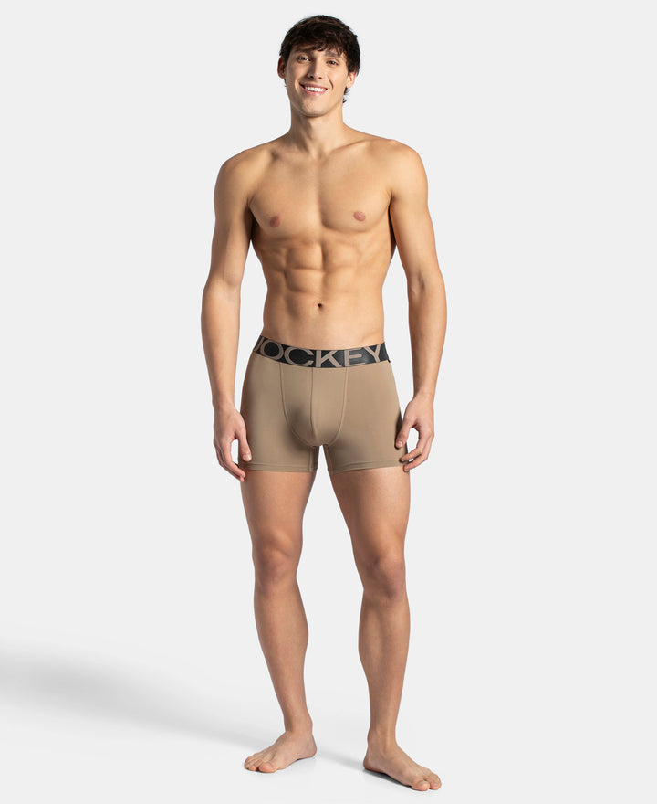 Tactel Microfiber Elastane Stretch Solid Trunk with Moisture Move Properties - Desert Taupe