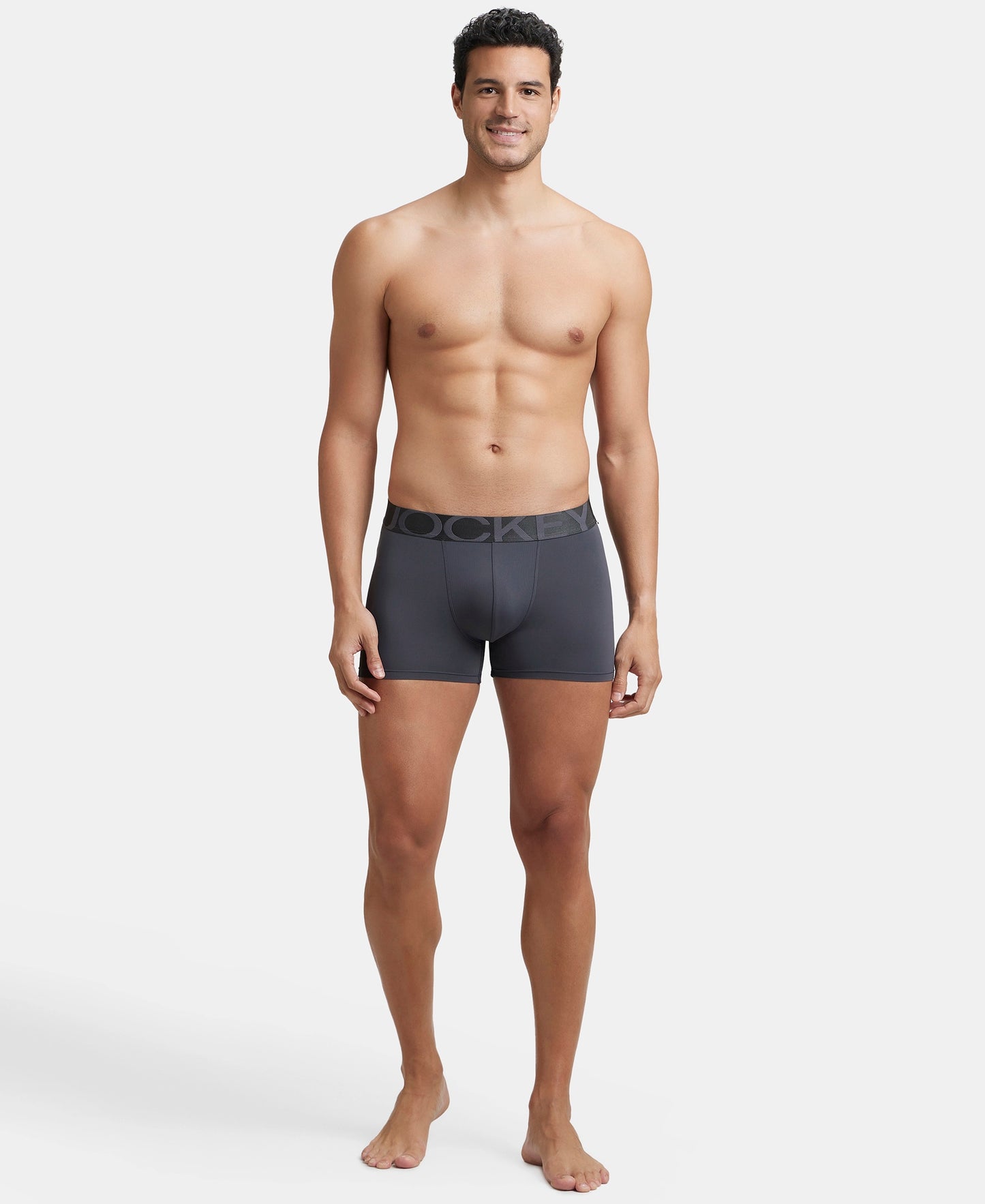 Tactel Microfiber Elastane Stretch Solid Trunk with Moisture Move Properties - Ebony & Navy (Pack of 2)