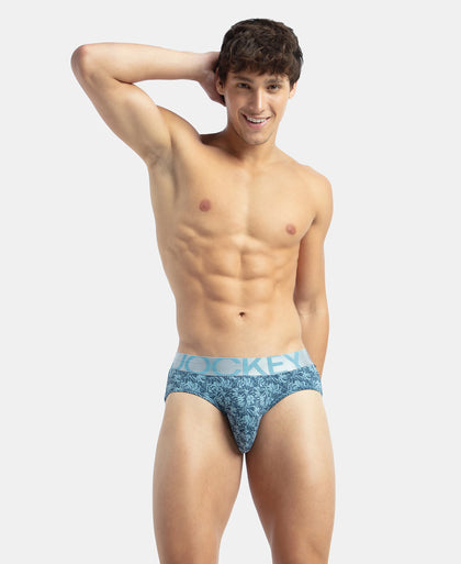 Tactel Microfiber Elastane Stretch Printed Brief with Moisture Move Properties - Blue Shadow