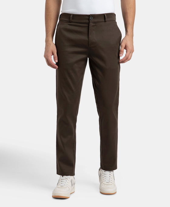 Super Combed Cotton Rich Elastane Stretch Woven Fabric Slim Fit All Day Pants - Black Olive