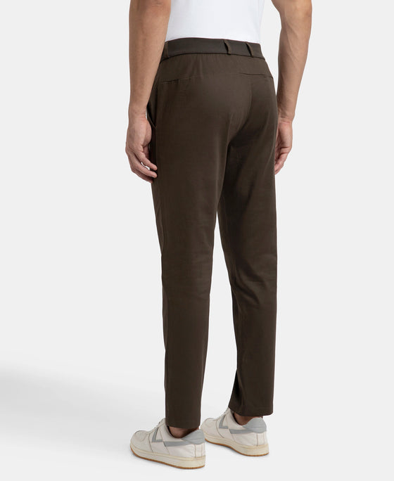 Super Combed Cotton Rich Elastane Stretch Woven Fabric Slim Fit All Day Pants - Black Olive