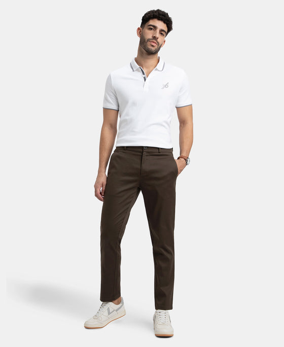 Super Combed Cotton Rich Elastane Stretch Woven Fabric Slim Fit All Day Pants - Black Olive