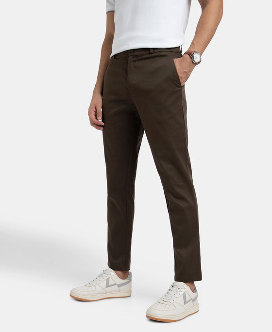 Super Combed Cotton Rich Elastane Stretch Woven Fabric Slim Fit All Day Pants - Black Olive