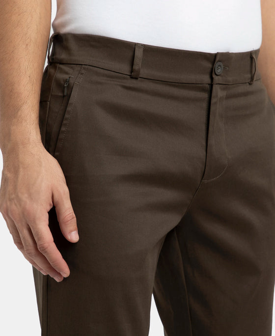 Super Combed Cotton Rich Elastane Stretch Woven Fabric Slim Fit All Day Pants - Black Olive