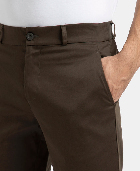 Super Combed Cotton Rich Elastane Stretch Woven Fabric Slim Fit All Day Pants - Black Olive