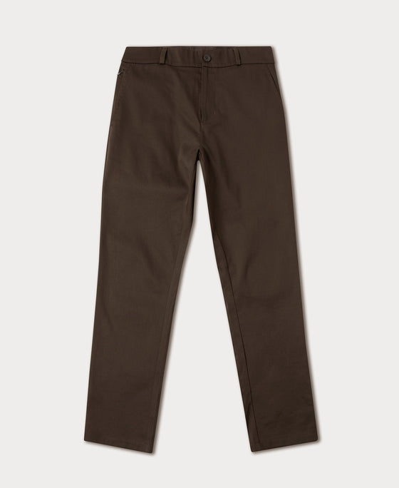 Super Combed Cotton Rich Elastane Stretch Woven Fabric Slim Fit All Day Pants - Black Olive