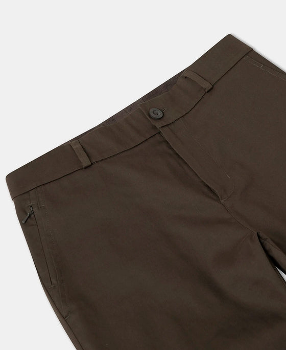 Super Combed Cotton Rich Elastane Stretch Woven Fabric Slim Fit All Day Pants - Black Olive