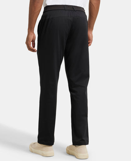 Super Combed Cotton Rich Elastane Stretch Woven Fabric Slim Fit All Day Pants - Black