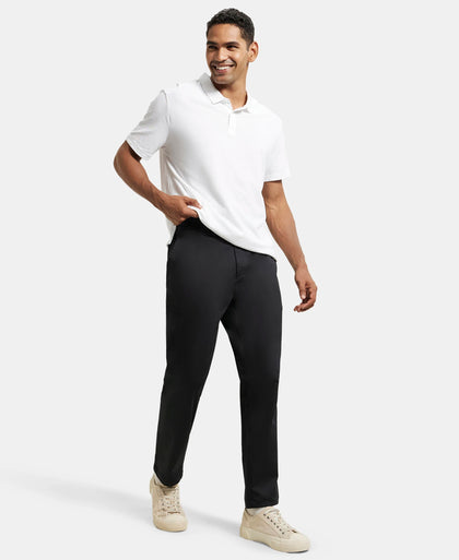Super Combed Cotton Rich Elastane Stretch Woven Fabric Slim Fit All Day Pants - Black