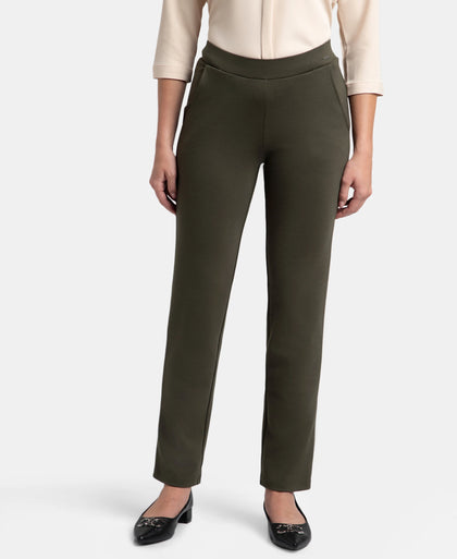 Rayon Nylon Elastane All Day Straight Pants With Durable Waistband - Deep Depths