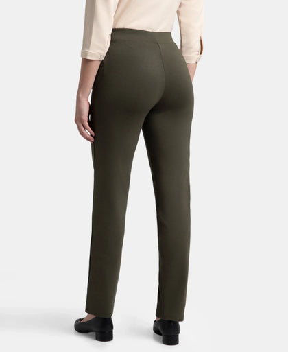 Rayon Nylon Elastane All Day Straight Pants With Durable Waistband - Deep Depths