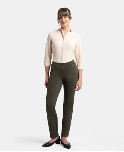 Rayon Nylon Elastane All Day Straight Pants With Durable Waistband - Deep Depths