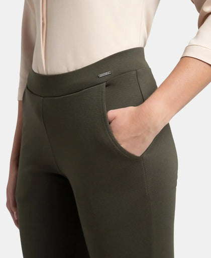 Rayon Nylon Elastane All Day Straight Pants With Durable Waistband - Deep Depths
