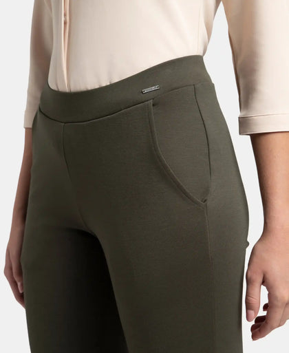 Rayon Nylon Elastane All Day Straight Pants With Durable Waistband - Deep Depths