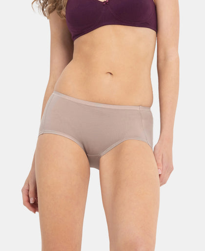 Full Coverage Tencel Lyocell Elastane Stretch Mid Waist Full Brief With Concealed Waistband and StayFresh Treatment - Mushroom