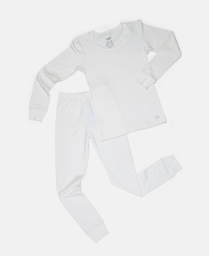 Kid's Super Combed Cotton Rich Brushed Thermal Long John with StayWarm Treatment - Off White