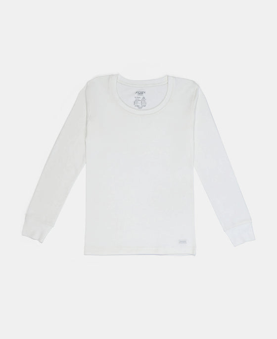 Kid's Super Combed Cotton Rich Brushed Thermal Undershirt with StayWarm Treatment - Off White